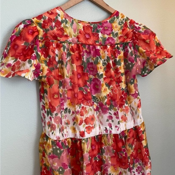 Christy Dawn White Pink Yellow Watercolor Floral The Dawn Dress Maxi Medium M - Picture 5 of 9